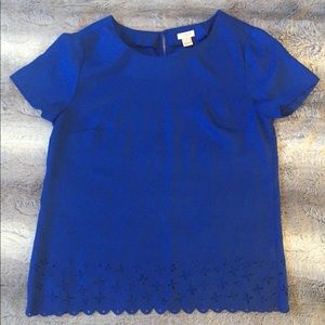 J. Crew Blue Cutout Spring Top